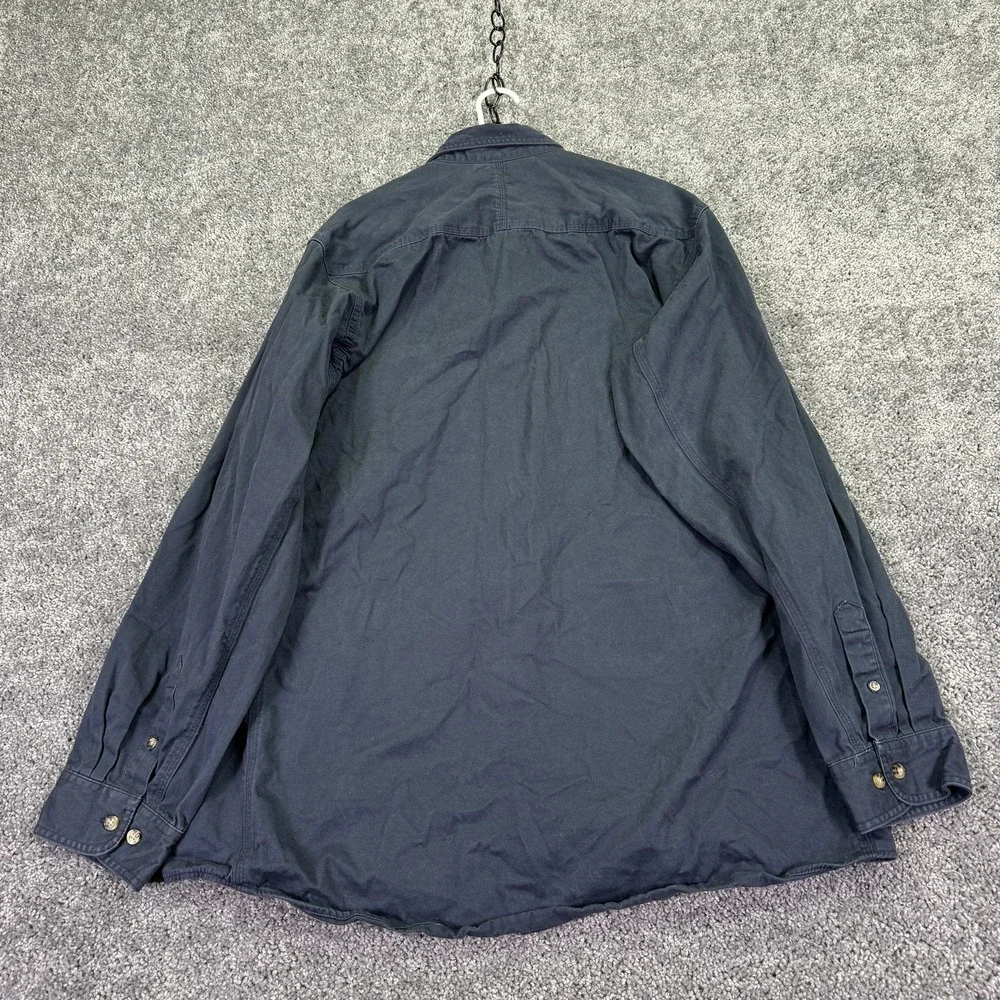 Wrangler Riggs Workwear Shirt Mens 2XLT Blue Long Sleeve Button Up Pockets Logo